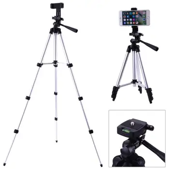 Foldable Camera Tripod Holder Stand 1/4" Screw 360 Degree Fluid Head Tripod Stabilizer Aluminum with Phone Holder detail image