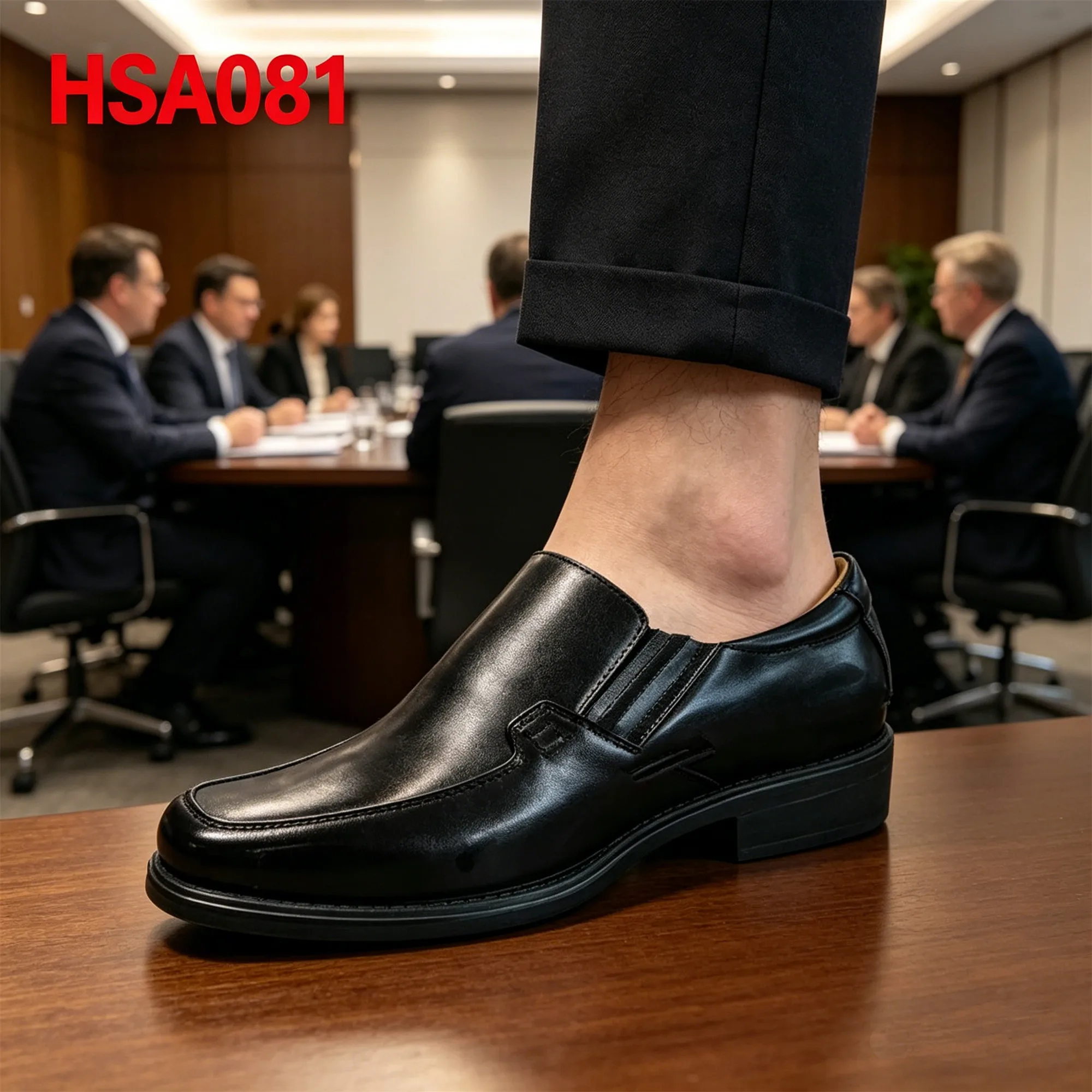 ZYF, zakelijke uniformschoenen met vierkante neus en gemakkelijk aantrekbaar in bruin/zwart, van hoogwaardig PU-leer, verfijnde herenschoenen voor formele gelegenheden, model HSA081