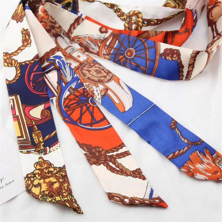Custom Arts Photos Digital Printed Thin Bag Purse Scarf Silk Twill Skinny Scarf