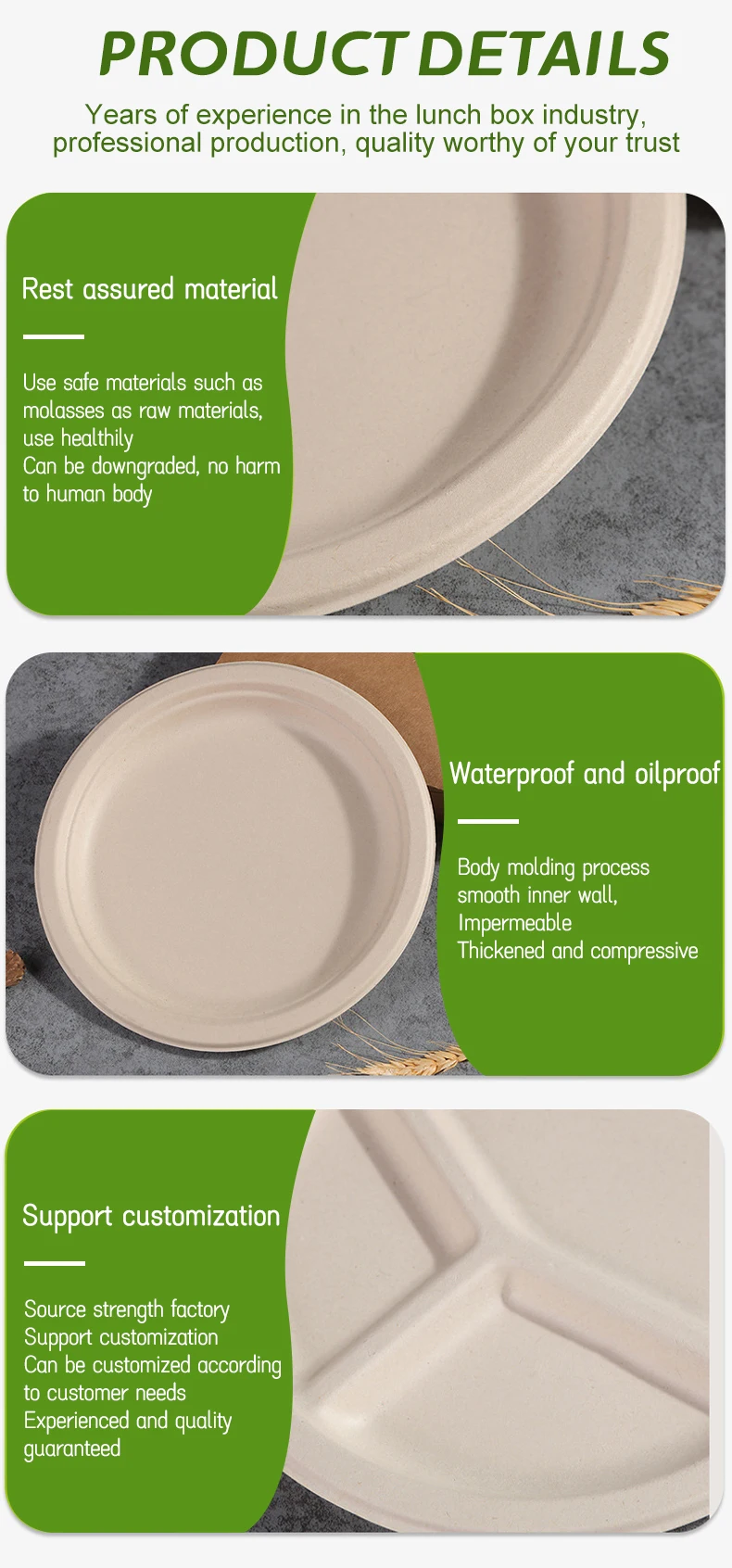 Customized Sugarcane Paper Pulp Bagasse Plates Disposable Dishes Plate ...