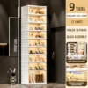 Meuble à chaussures pliant 1 haut 8 bas - blanc