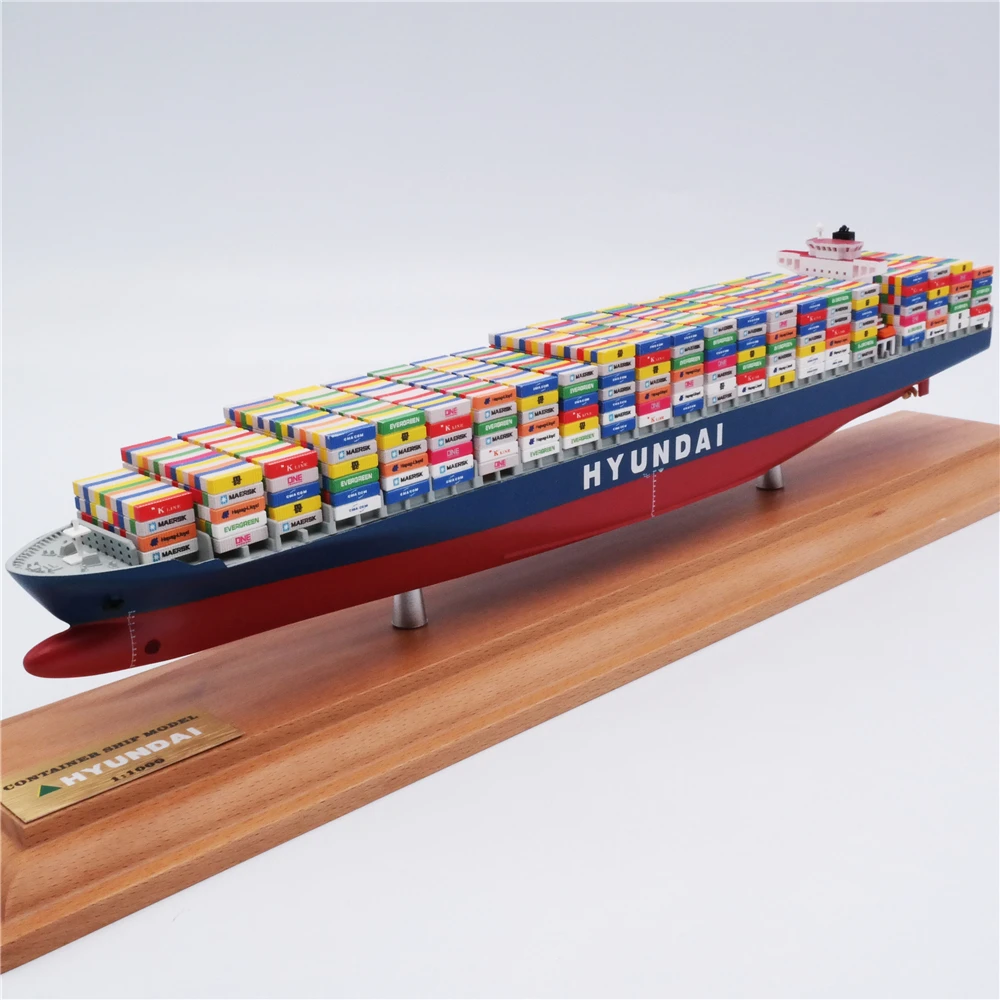 【A】35cm HYUNDAI HMM container ship model Custom shipping scale model O.A.S ship model