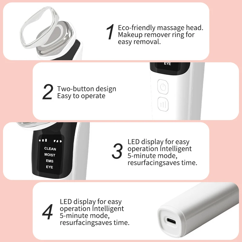 Customizable Handheld Skin Tightening Light Therapy Machine Home Use Facial Massager for Face Nose Lifting Skin Rejuvenation