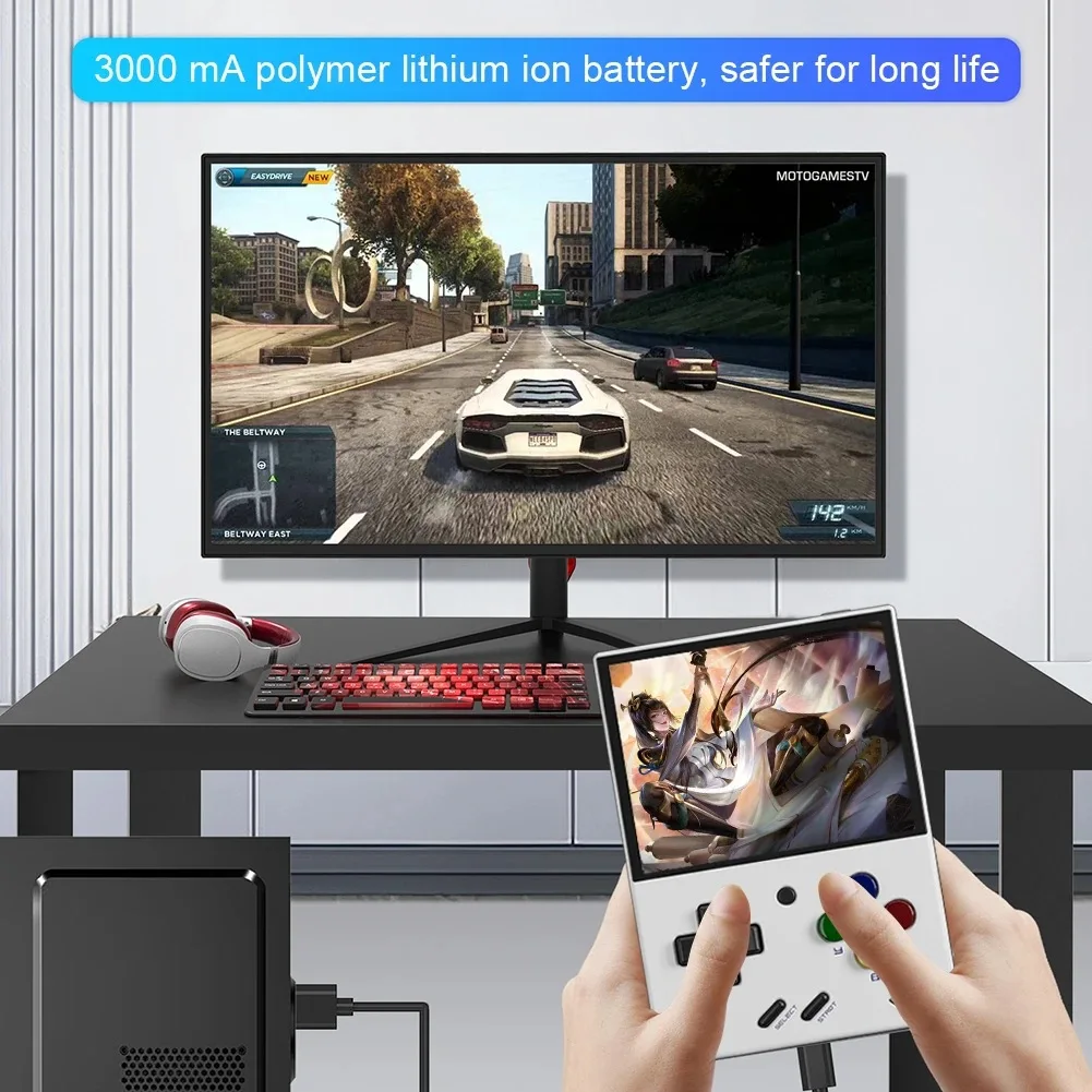 Miyoo Mini Handheld Game Console Portable Retro Games Consoles Rechargeable Battery Hand Held Classic System Black Transparent