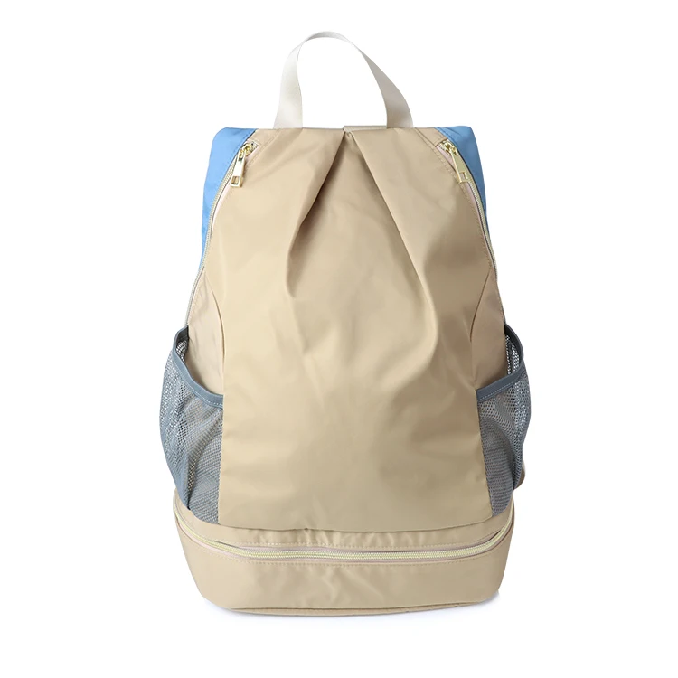 Travel Nylon Waterproof Sports Drawstring Gym Backpack With Shoe Compartment