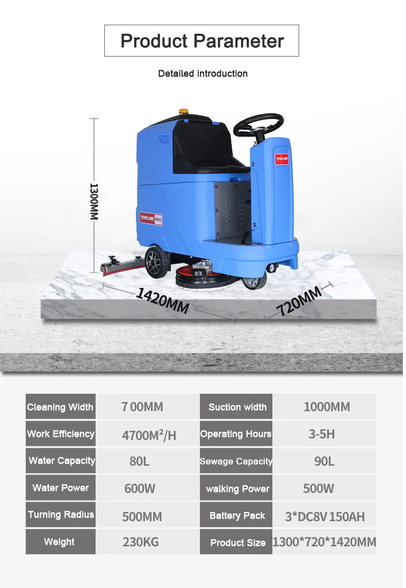 Tanjie M6 Automatic Commercial Floor Scrubber Wet Dry Battery Operate