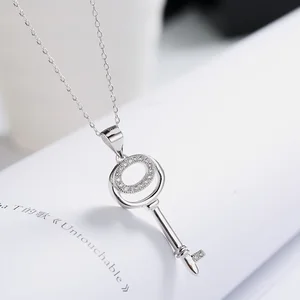 High-end Jewelry 925 Sterling Silver Pendant White Gold Plated Jewelry Women Double Circle Key Chain Pendant