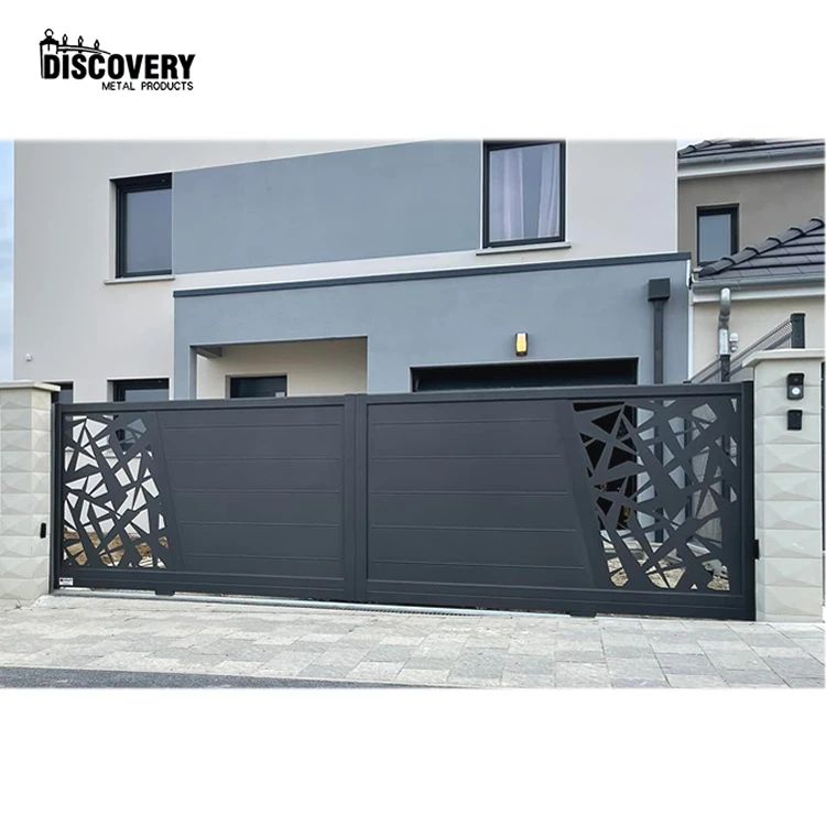Customized European Style Laser Cutting Screen House Aluminum Sliding Gate Modern Fence and Gate for Villa  Entrance