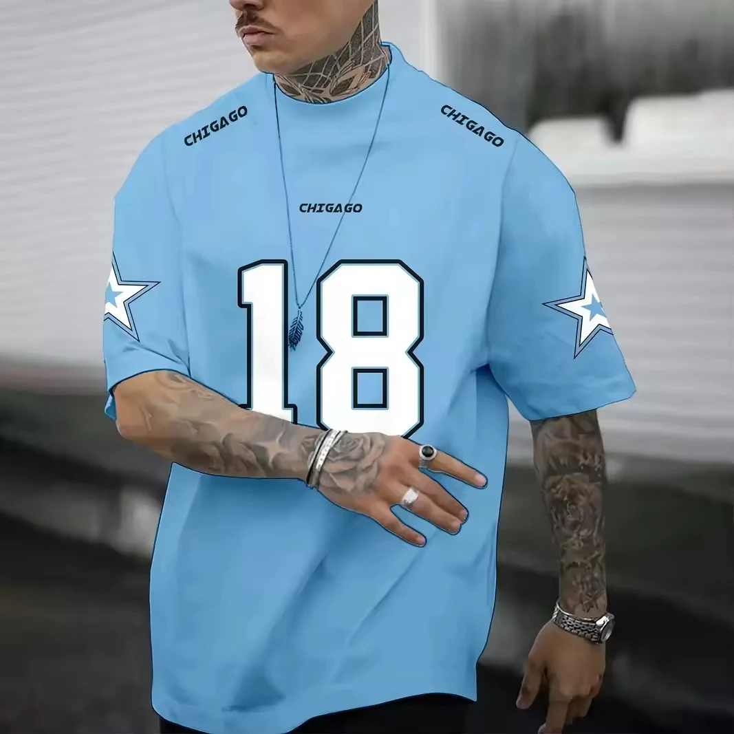 SALATI Fashionable and Loose Summer Men's Sports Jerseys Custom Letter Figure Football Kit Wholesale Printed T-shirts gallery 6