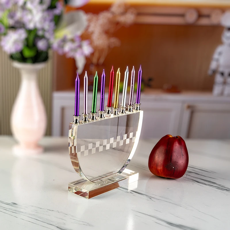 New Creative Hot Selling 9-pillar Transparent Flat Candlestick Wedding Center Furniture Decoration Crystal Candlestick