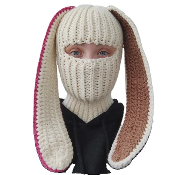 Custom Knitted 100% Acrylic Balaclava with Cute Bunny Ears