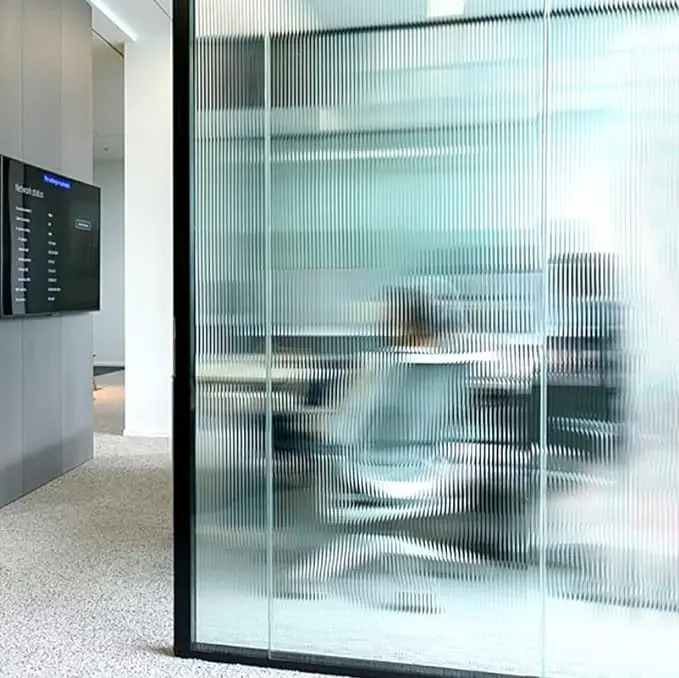 Selfadhesive Reeded Glass Window Film Decorative Frosted Window Privacy Film Fluted Sticker For