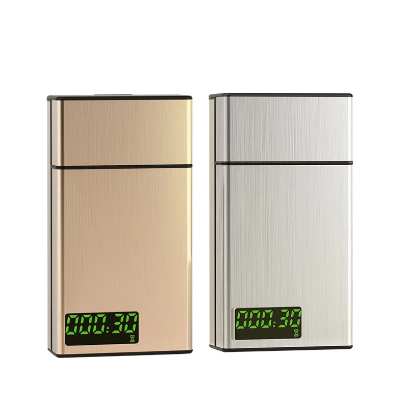 Smart Portable Smoking Control Tool 20 Pieces of Aluminum Alloy Thin Metal Locking Timer Cigarette case with Timer