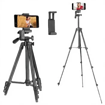 130CM Aluminum Camera & Phone Tripod Bubble Level Flip Lock Portable Wireless Design 3-Legged Stand Carry Bag Remote Control detail image