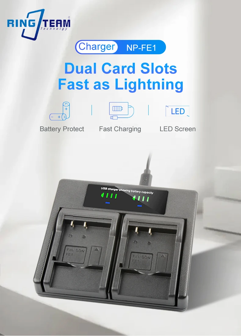 RingTeam NP-FE1 Dual Charger with LCD Light NPFE1 Battery Charger for Sony DSC-T7 DSC-T7S DSC-T7 B Cameras supplier