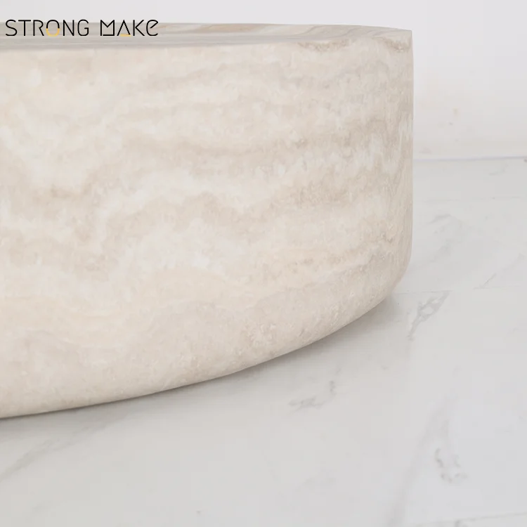 Luxury Center Table Set Home Decor Modern Design Nordic Marble Travertine Color Fiberglass Coffee Table for the Living Room