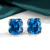 Blue pointed crystal earrings
