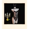 Black suit, stockings not included.