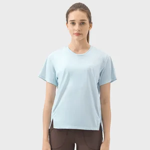 TOPKO Women's Lightweight Cool Breathable Quick-dry Yoga Top Round Neck  Reflective Strip Sports Short-sleeve T-shirt