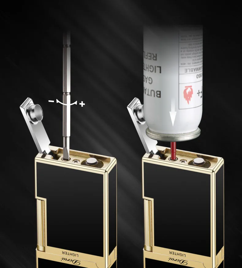 Derui Lighter Loud Sound Butane Gas Side Sliding Blue Flame Windproof Lighter Pure Copper Cigar