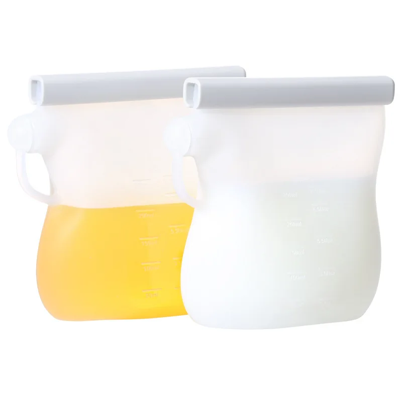 250ml Manual Silicone Breast Milk Storage Bag with Handle PVC Free Reusable Baby Food Storage