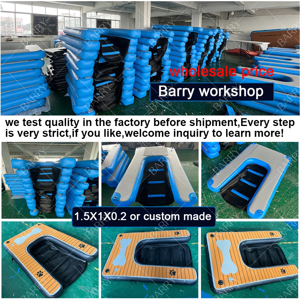 Durable Safe and Easy Access to Water for Dogs Swim Pools Lakes and Beaches Inflatable Floating Dog Ramp for Dock Pontoon Boat