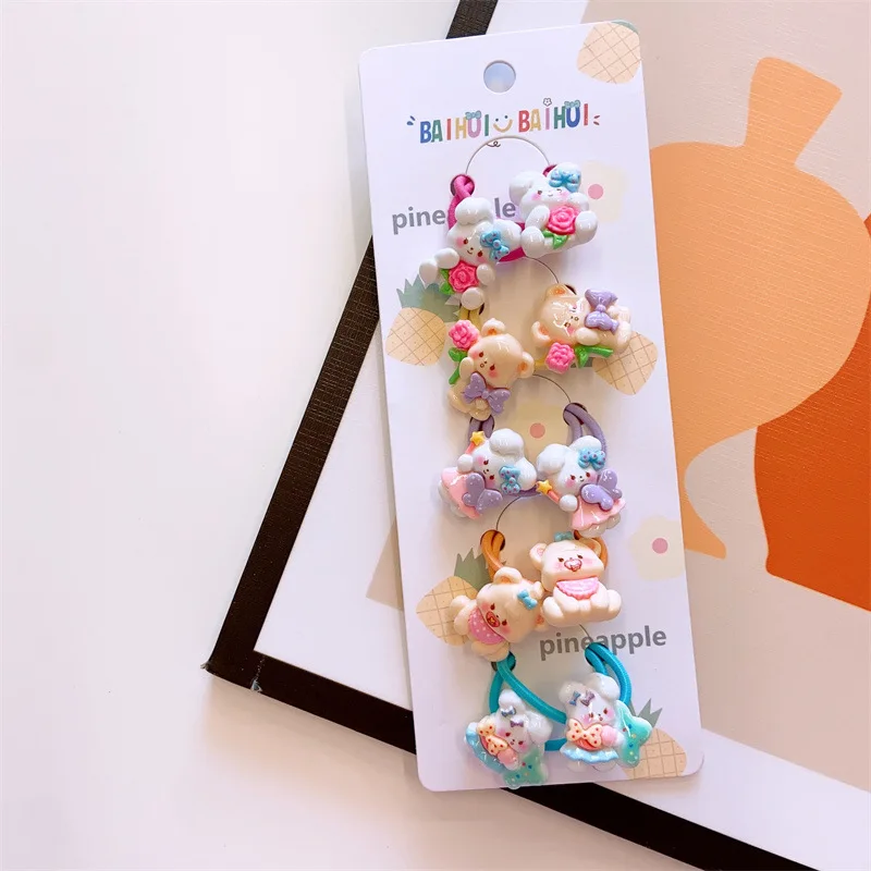 Little Girls Sweet Hair Accessories Colorful Cartoon Design Elastic