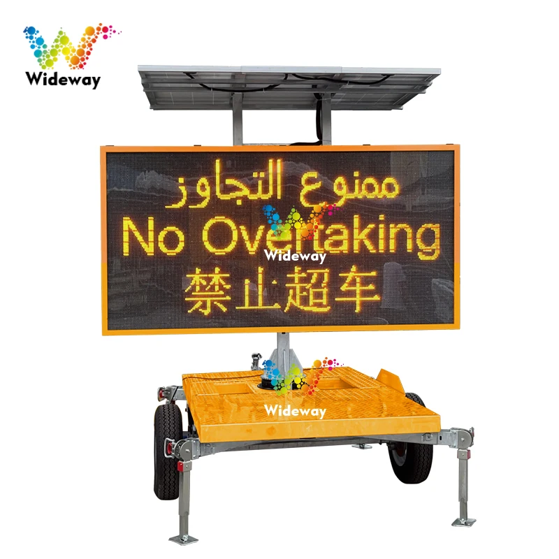 Mobile Information LED Solar Traffic Warning Variable Message Sign Trailer LED VMS Solar Traffic Display With Trailer