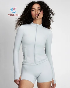 Gym Outfit for Women Yoga Jacket Zipper Quick Drying Women Workout Gym Fitness Jacket for Women Compression Sports Jacket Set