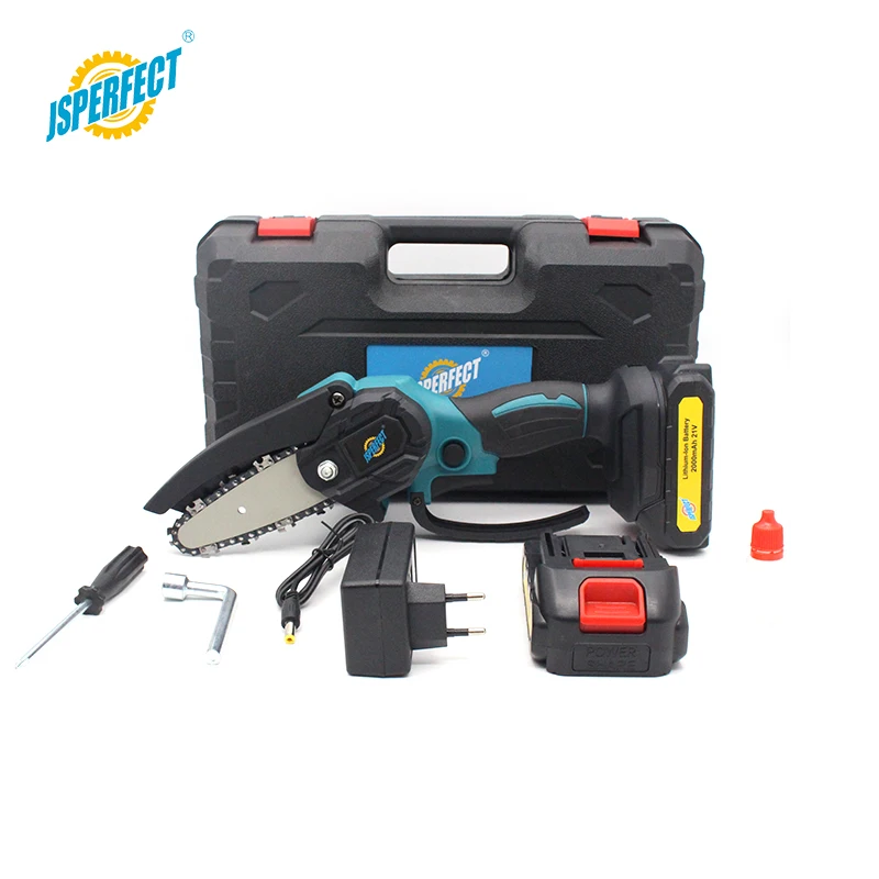 Jsperfect 21V moter бензопила Мини 4-дюймовый бесшнурового електричюеского цепная пила