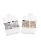 Jewelry Hip Wholesale Custom New Simple Fashion Jewelry Alloy Hip Hop Crystal Stud Earrings With Puff Pad Tray