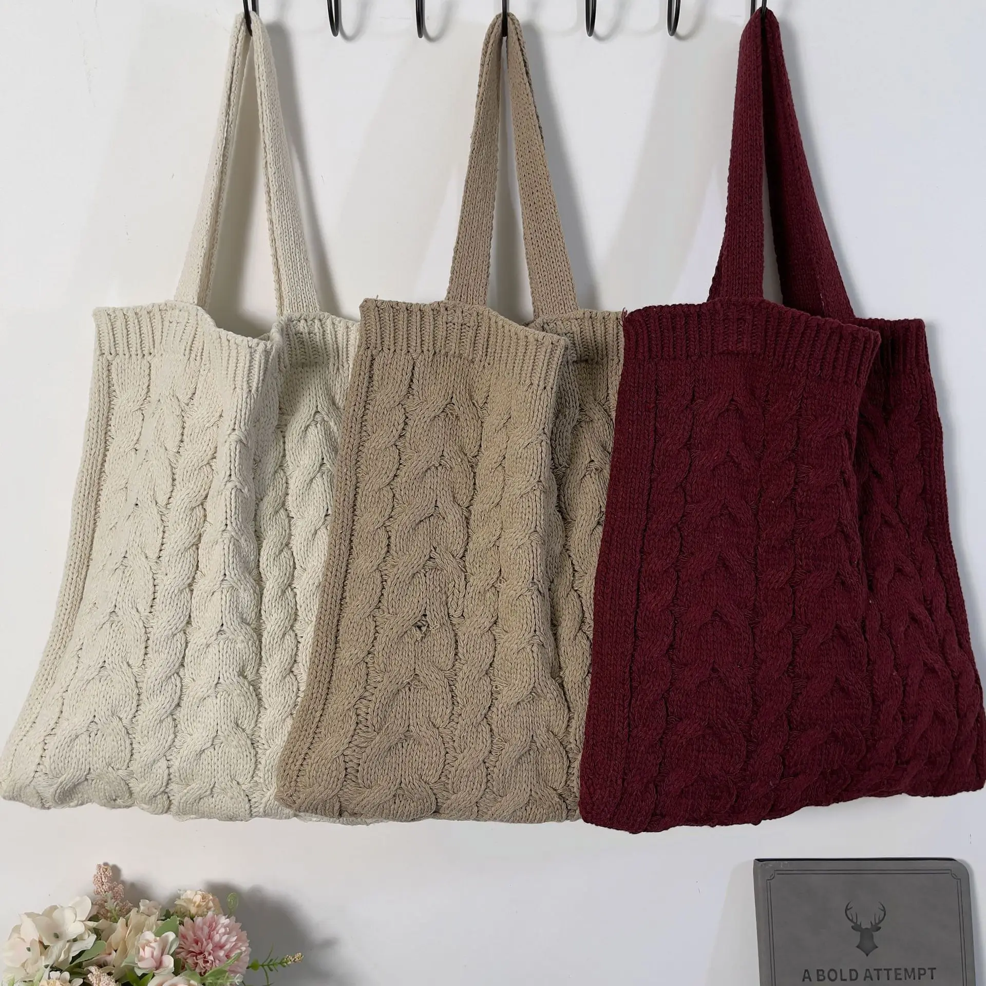 Amazon Korea Hot Sale Leisure Wool Woven Large Tote Beach Knitted Bag Tas Rajut Buy Woven Tote Bag Tas Rajut Tote Bag Product On Alibaba Com