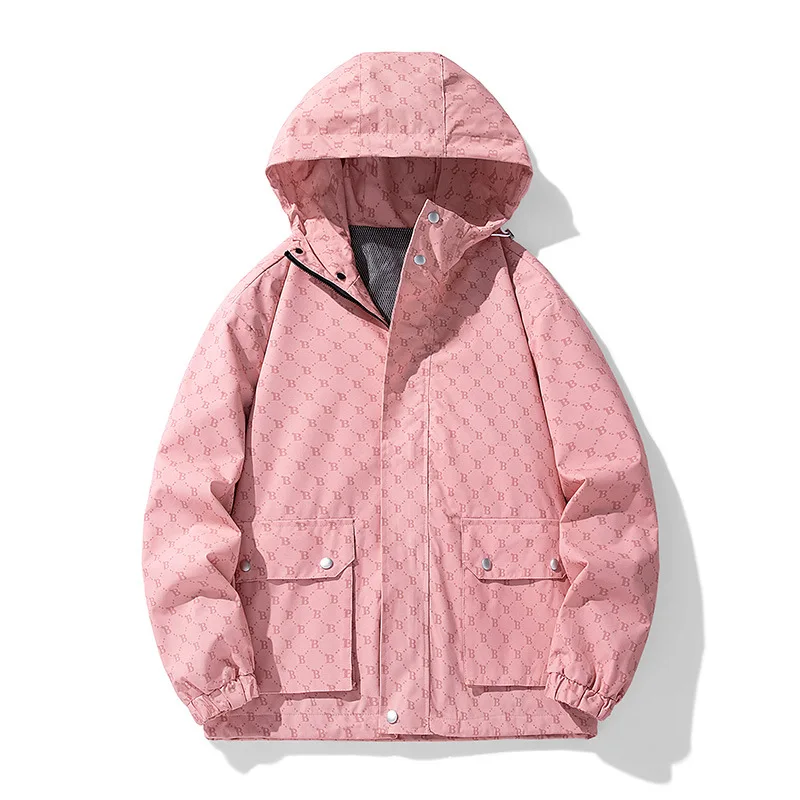 Men's Sporty Vintage Full Printed Hooded Jacket Fashion Outwear Zippered Closure Water P aperçu 3