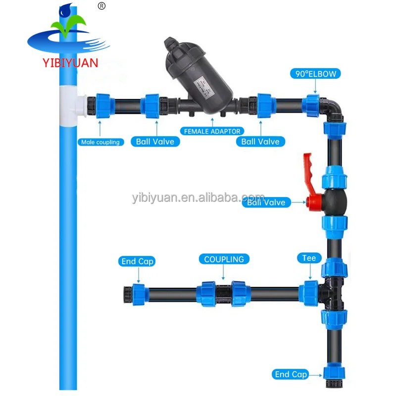 1 Hectare Drip Irrigation Kit with Venturi Injector Valve Hose Agriculture Compression Hdpe Pipe Fittings