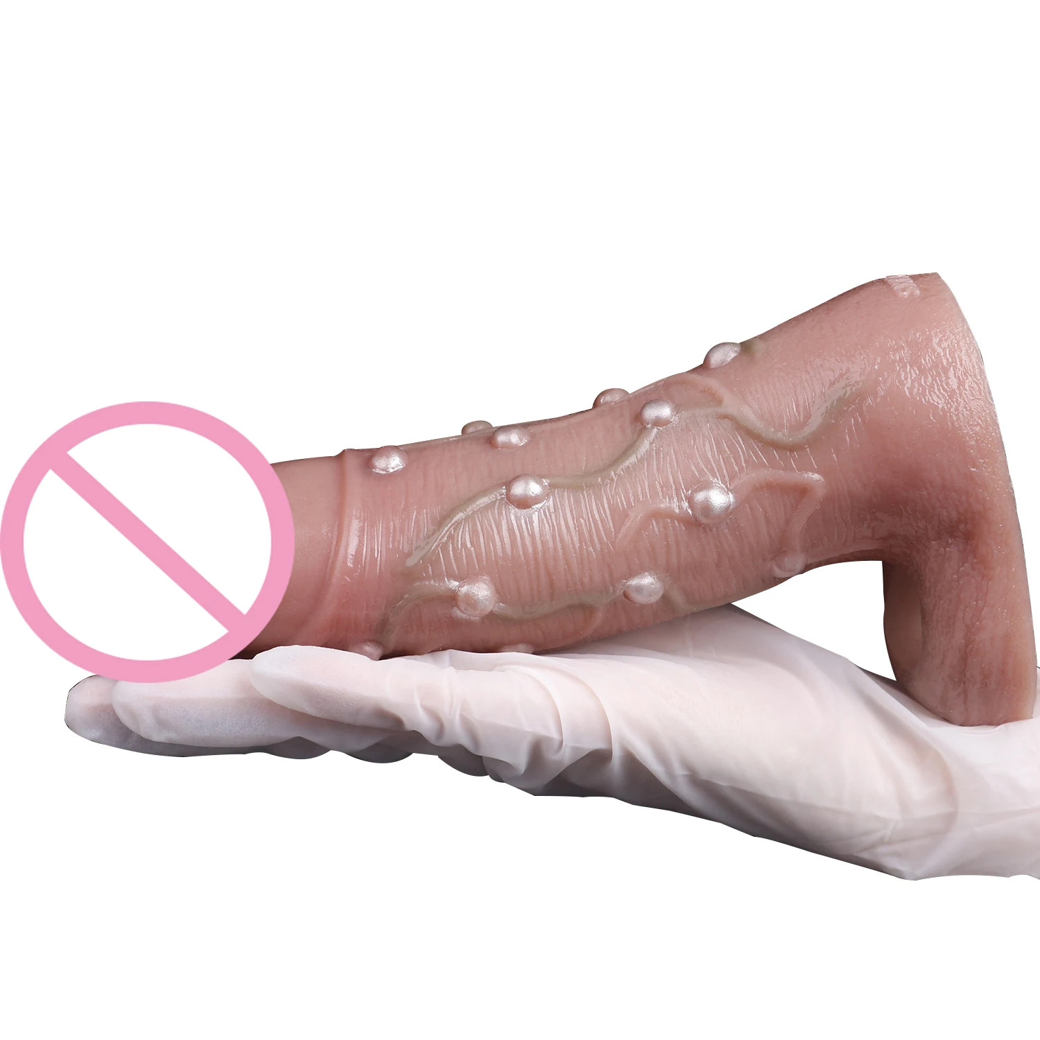 SXXY Particle Friction Condom Realistic Penis Sleeve Couple Sex Pleasure Silicone Sheath Penis Sleeve Hollow Dildo Sex Toys