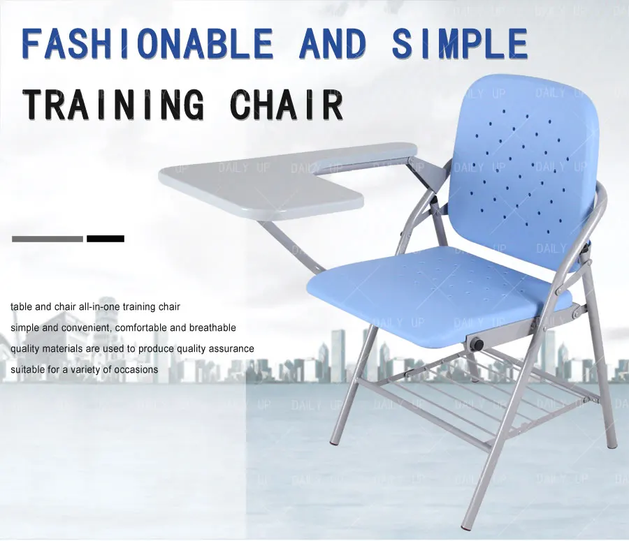 HDPE Folding training Chair Desk School Chair with Writing Pad Training Chair with Book Basket
