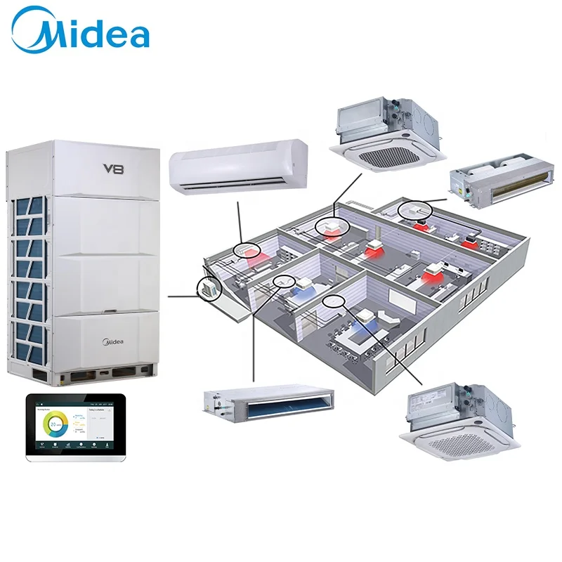 Midea V8 Quadruple Backup 45KW Smart Central Vrv air Conditioning Floor Type Multi Split Vrf air Conditioner for Schools