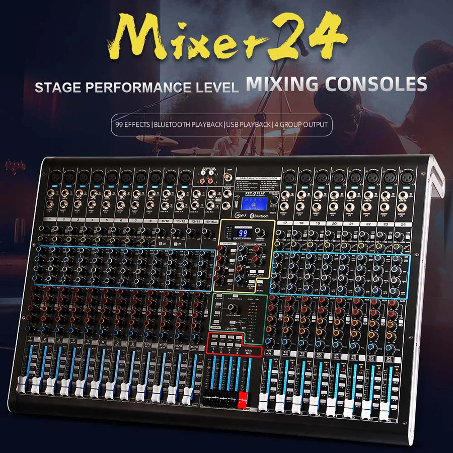 Biner Dx24c Professional Audio Mixer Builtin 99 Kinds Of Dsp Reverb