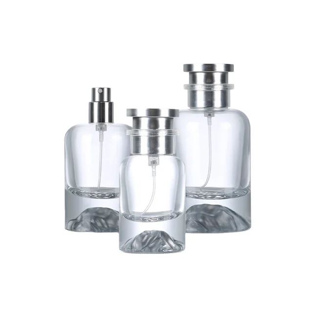 Thick Glass Perfume Bottle with Mist Sprayer 30-100ml Transparent Thick Bottom Refillable for Luxury Fragrance