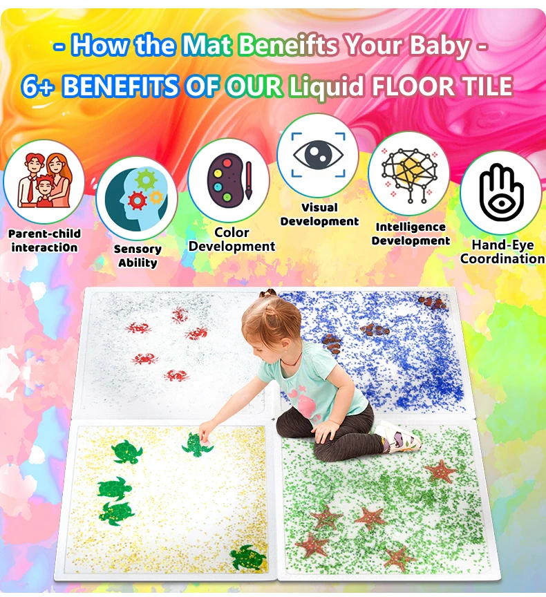 1 set of 4 children's early education sensitive liquid gel floor tile sensory room autistic children's game toys manufacture