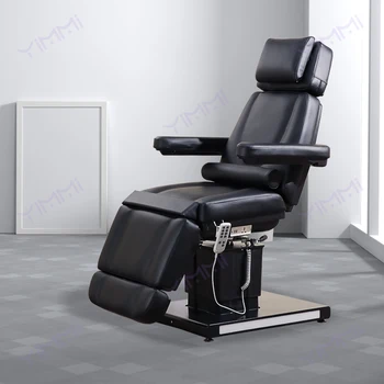 All Black 3/4 Motors Salon Chair Cosmetic Facial Lash Couch Beauty Furniture Electric Massage Bed Pedicure Chair
