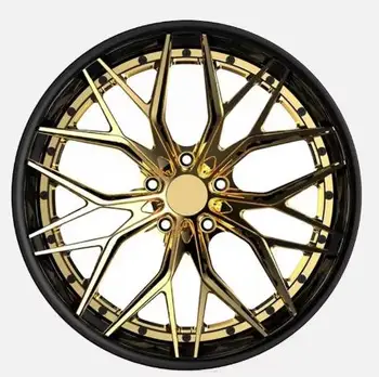 2-Piece 18-24 Inch Concave Aluminum Alloy Forged Rims 5x115 Black Gold Plated Wheels for Dodge Charger SRT New Condition