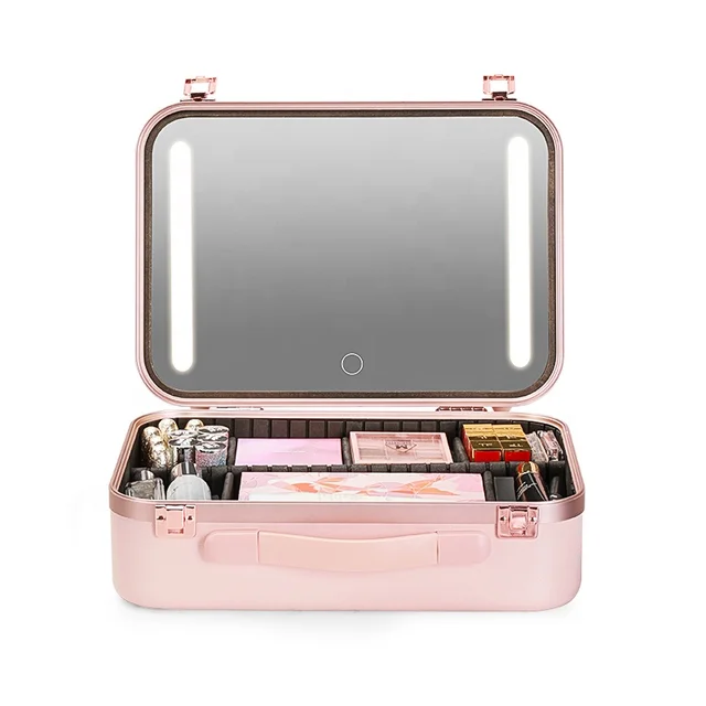 Luxury Hard Case High Quality Suitcase with LED Portable Makeup Train Case Organizer Makeup Vanity Box manufacturer price