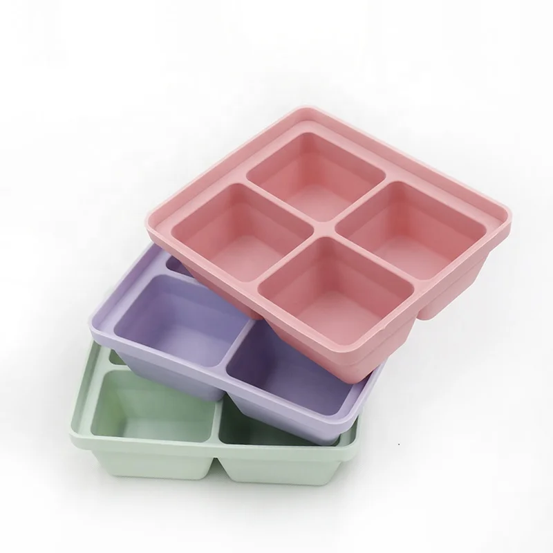 Silicone Food Mold, Silicone Baby Food Freezer Tray With Lid, Food Storage  Container