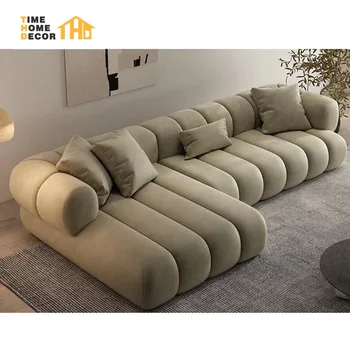 Modern Minimalist Fabric L Shape Sofa Living Room Home Large Size Chaise Lounge Sofa Cat Proof Couch Caterpillar Sofa