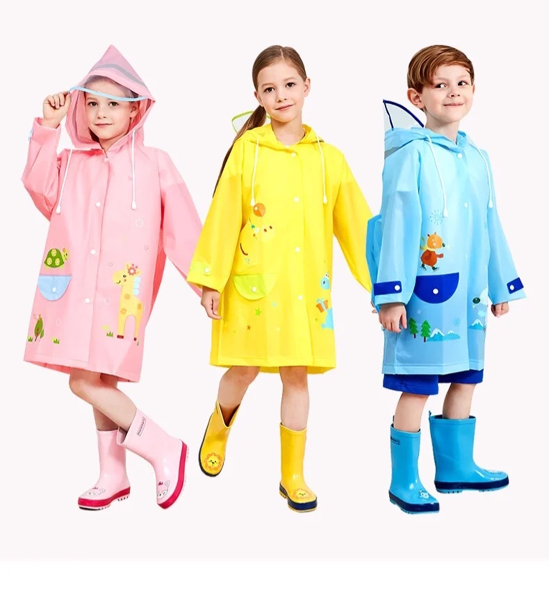 Gagacity Children Hooded Raincoat Suit EVA Waterproof Rainwear with Cotton Printed 1-6years Old 