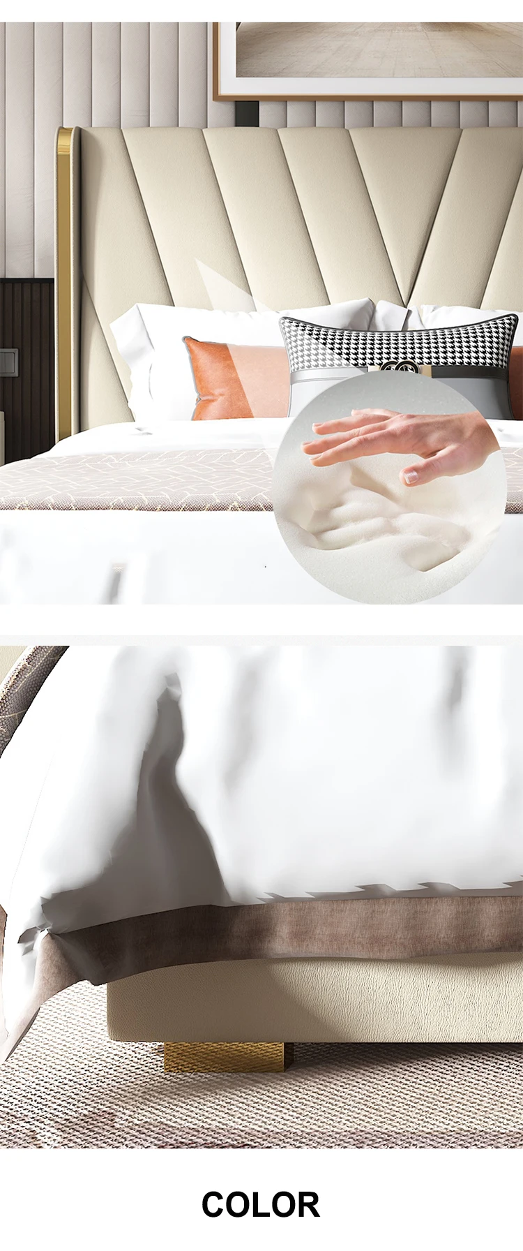 New Arrival Bedroom Set Modern Ottoman Luxury Bed Set Wood Hotel Beds