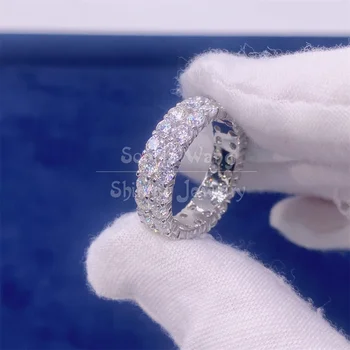 Luxury full eternity s925 sterling silver for men moissanite diamond vvs1 mens rings gold