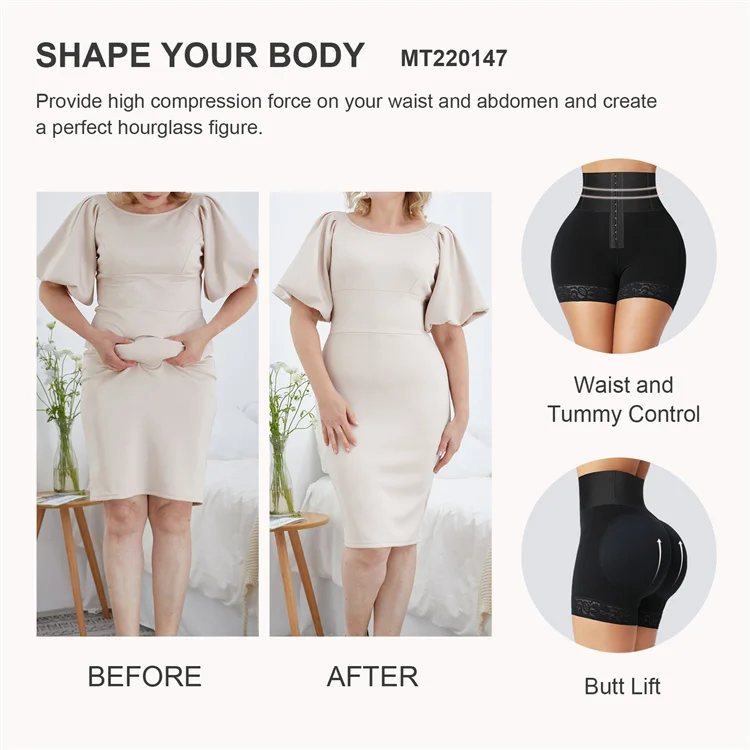 Shapewear for Women Tummy Control Women's Shapewear Faja Body Shaper Women  High-Waisted Tummy Control Butt Lifter Lace Control Knickers Shapewear Pant  with Hook and Eye XS-6XL Plus Size