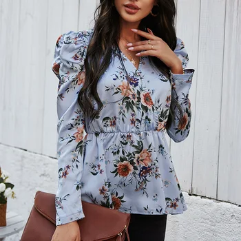Inspired Vintage Mexican Ethnic Floral Print Hippie Boho Loose Blouse V-neck Loose Blouse Tops